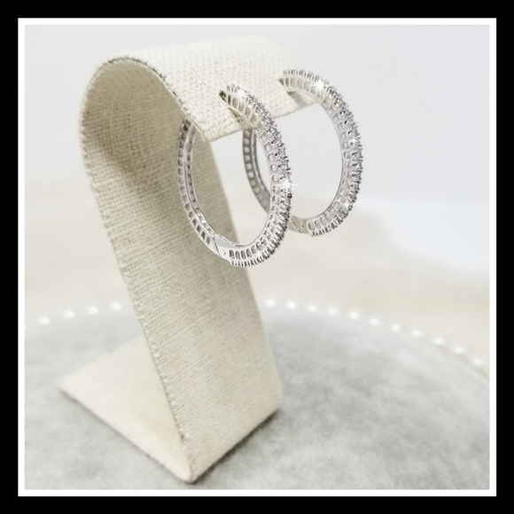 💎'2.5CTTW' TOP QUALITY DIAMOND (Lab) HOOPS💎 - Picture 4 of 5